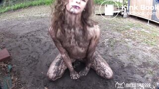 Taking a dump and playing in mud