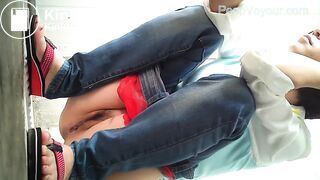 Another uncensored pooping with red panties