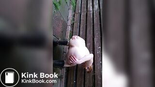 Hot pale beauty shitting outside