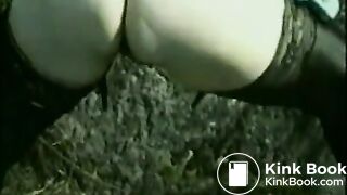 MILF blonde shitting outdoors