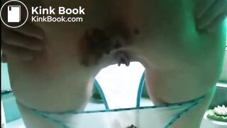 Hot butt babe shit on a sexy panty