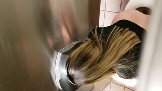 Latina With Nice Feet Filmed Shitting in Public Toilet