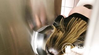 Latina With Nice Feet Filmed Shitting in Public Toilet