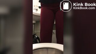 Sexy ebony poop on toilet