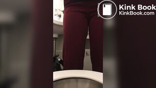 Sexy ebony poop on toilet