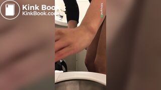 Sexy ebony poop on toilet