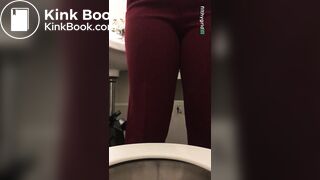 Sexy ebony poop on toilet