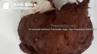 beautiful sexy blonde with mask pooping and peeing