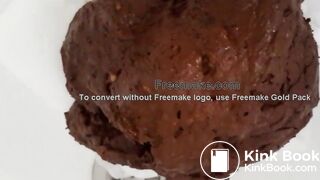 beautiful sexy blonde with mask pooping and peeing