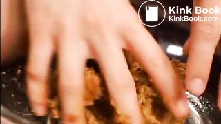 Jap slut in a shit threesome