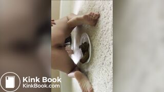 beautiful girl shits a big load on plate