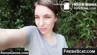 woman shitting on the grass