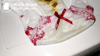 A LOVELY JAPAN WHITE FLOWER EMBROIDERY PANTY AFTER PLAYING