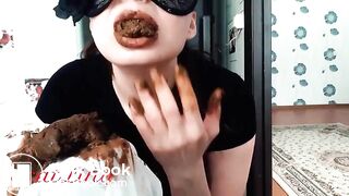 beautiful and sexy girl with a mask shitting