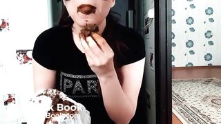 beautiful and sexy girl with a mask shitting