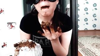 beautiful and sexy girl with a mask shitting