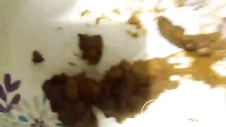 Fucking my SSBBW friend with a plate of my shit on her back after smearing