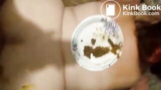 Fucking my SSBBW friend with a plate of my shit on her back after smearing