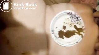 Fucking my SSBBW friend with a plate of my shit on her back after smearing
