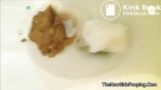 Thick girl poops on toilet