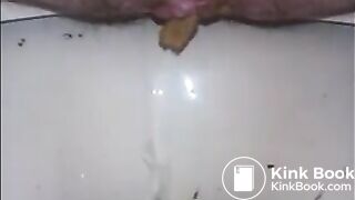 Hairy granny shitting closeup