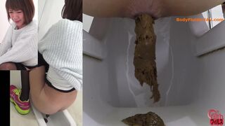 Japanese girl with hairs on anus poops for us
