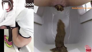 Japanese girl with hairs on anus poops for us