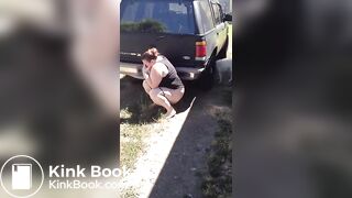 Girl taking a cow shit