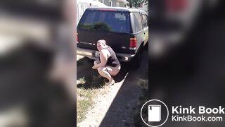Girl taking a cow shit
