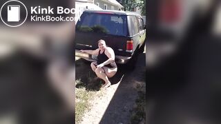 Girl taking a cow shit