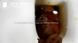 beautiful sexy blonde with a mask crapping peeing