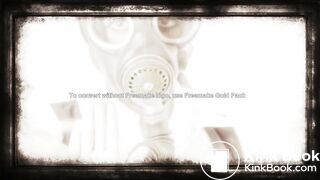 beautiful sexy blonde with a mask crapping peeing