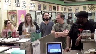 Girl has diarrhea at a coffee shop