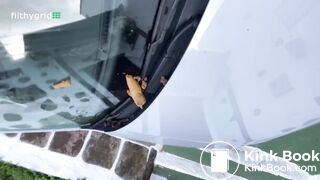 Bubble butt shitting on windshield