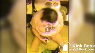 woman poop in toilet