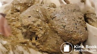 beautiful sexy blonde with mask crapping and peeing