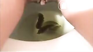 Amazing teen pisses and shits two time