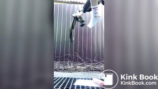 German Girl Backyard Poop w/ Slight Gape