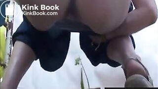 Poop at rural outdoor toilet festival.