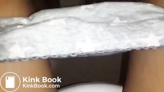 Girl having diarrhea in the toilet