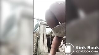 Latina Woman Takes A Runny Poop