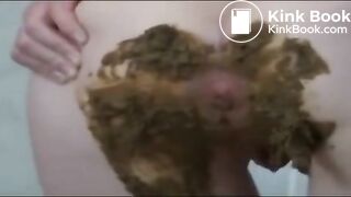 pink panty pooping stuffed pink panties with shit