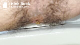 Taiwanese Guy With Hairy Ass Pushing His Shit Out (Close-Up)
