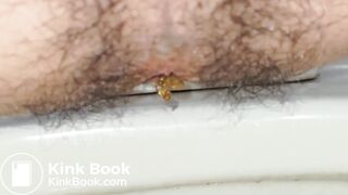 Taiwanese Guy With Hairy Ass Pushing His Shit Out (Close-Up)