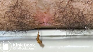 Taiwanese Guy With Hairy Ass Pushing His Shit Out (Close-Up)