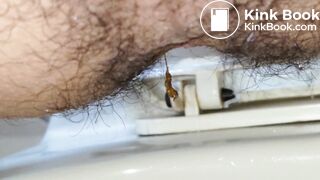 Taiwanese Guy With Hairy Ass Pushing His Shit Out (Close-Up)