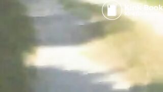 Beautiful girl shitting on the road