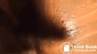 she shits in her hand and smear it all over her chubby body