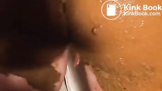 she shits in her hand and smear it all over her chubby body