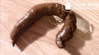 European milf produces a long turd.